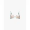 Savage X Fenty Womens  Savage Not Sorry Unlined Lace Balconette Stretch-lace Bra In Mnt Cndtn Blu/sbtl Brwn