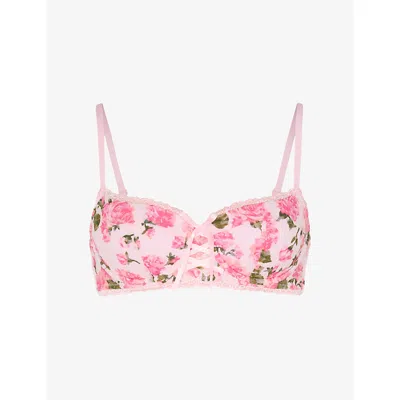 Savage X Fenty Womens  Sinful Rose-print Lace Balconette Bra In Pink