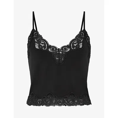 Savage X Fenty Womens  Swirly Girly Lace-trim Woven Cami Top In Black