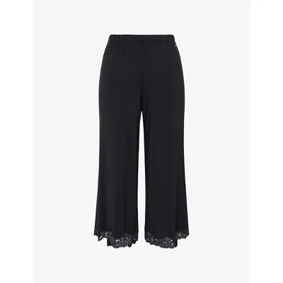 Savage X Fenty Womens  Swirly Girly Lace-trim Woven Culottes In Black
