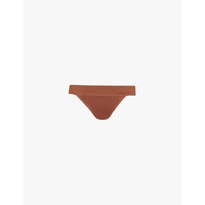 Savage X Fenty Womens Soft N' Savage Mid-rise Stretch-woven Thong Mahogany