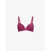 Savage X Fenty Womens  Romantic Corded Padded Demi-cup Metallic Lace Bra In Sug Plm/prpl Psn Frt Met