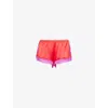 Savage X Fenty Womens  Fire Desire Lace-trim Stretch-satin Shorts In Timeless Red