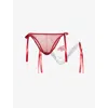 Savage X Fenty X Fenty Womens White/red Flirty & Wordy Pack Of Two Bikini Sheer Briefs In White/red
