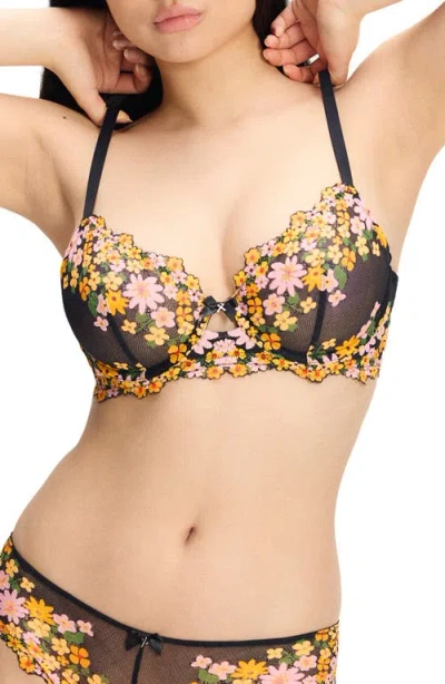 Savage X Fenty Wonderfleur Lace Unlined Demi Bra In Black