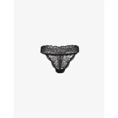 Savage X Fenty X Fenty Womens Black Caviar Soft N' Savage Lace Thong Xs