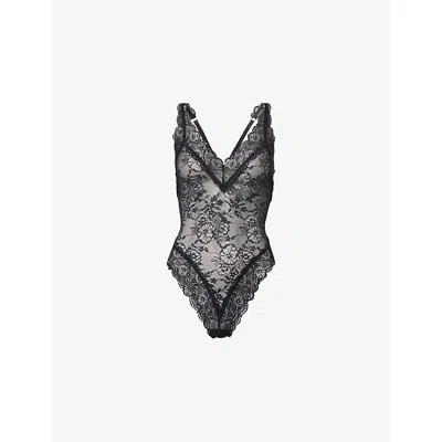 Savage X Fenty X Fenty Womens Black Caviar Soft N' Savage Non-wired Lace Teddy Xs