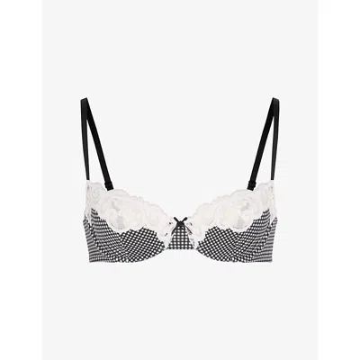 Savage X Fenty X Fenty Womens Blk Cavi Chck Effect Prt Swirly Girly Balconette Bra In Black