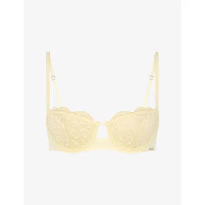 Savage X Fenty X Fenty Womens Buttercreme Lace Flow Unlined Balconette Bra In Yellow