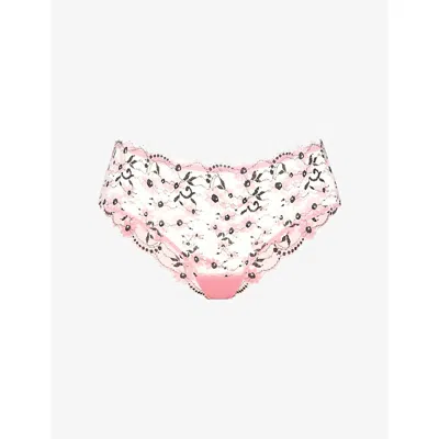 Savage X Fenty X Fenty Womens Good Pink Daisy Darling Cheeky Lace Briefs