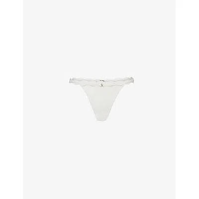 Savage X Fenty X Fenty Womens Hazy White At First Sight Lace Thong