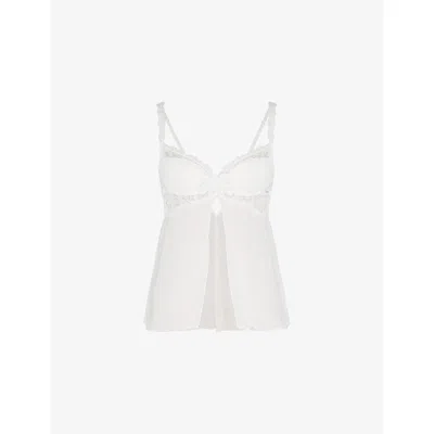 Savage X Fenty X Fenty Womens Hazy White Romantic Corded Lace Padded Demi Babydoll Top
