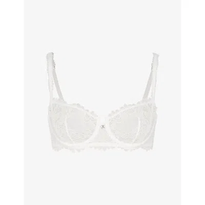 Savage X Fenty X Fenty Womens Hazy White Romantic Corded Lace Unlined Balconette Bra