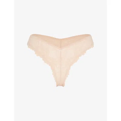 Savage X Fenty X Fenty Womens Honey Nude Romantic Brazilian Corded-lace Briefs Xl In Neutral