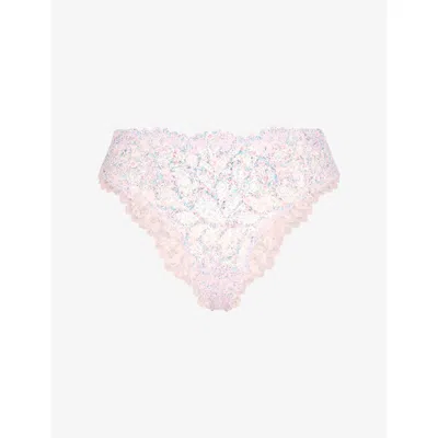 Savage X Fenty X Fenty Womens Pink Cherry Savage Not Sorry Lace Cheeky Briefs