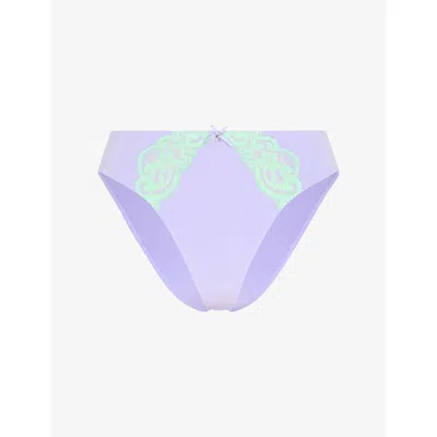 Savage X Fenty X Fenty Womens Purp Poetry/sweet T Gren Swirly Girly Cheeky Woven Briefs Xl In Multi