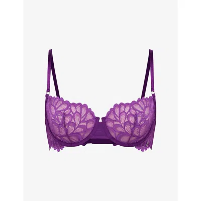 Savage X Fenty X Fenty Womens Purple Gem Savage Not Sorry Unlined Balconette Lace  Bra 32dd