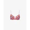 Savage X Fenty X Fenty Womens Purple Oval Mosaic Unlined Floral Lace Demi Bra