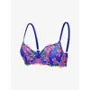 Savage X Fenty X Fenty Womens Rendezvous Blue Sunchaser Lace Unlined Plunge Lace Bra In Blue