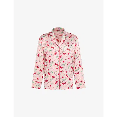 Savage X Fenty X Fenty Womens Retro Rose Lil Tart Prt Satin Ever After Heart-pocket Stretch-satin Sleep Shirt Xl In Pink