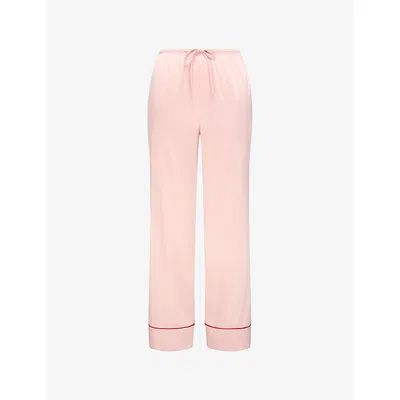 Savage X Fenty X Fenty Womens Retro Rose Satin Ever After Cuffed Stretch-satin Sleep Trousers Xs In Pink