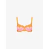 Savage X Fenty X Fenty Womens Rose Day Pink/sol Orange Lacestruck Unlined Balconette Lace Bra