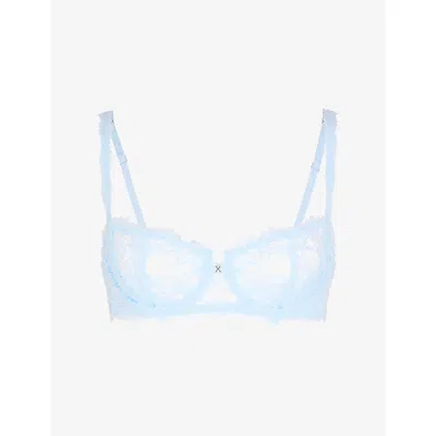 Savage X Fenty X Fenty Womens Skyline Blue Romantic Corded Lace Unlined Balconette Bra 34dd
