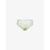 Savage X Fenty X Fenty Womens Splash Me Blue Floral Savage Not Sorry Strappy Cut-out Cheeky Lace Briefs Xs In Green