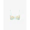 Savage X Fenty X Fenty Womens Splash Me Blue Floral Savage Not Sorry Unlined Balconette Lace Bra In Blue