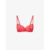Savage X Fenty X Fenty Womens Timeless Red Savage Not Sorry Unlined Balconette Lace Bra 36dd In Red