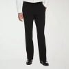 Savane Comfort Waist Mens Slim Fit Dress Flat Front Pant In Black