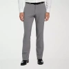 Savane Comfort Waist Mens Slim Fit Dress Flat Front Pant In Gray