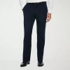 Savane Premium Stretch Expandable Waist Mens Straight Fit Dress Flat Front Pant In Blue