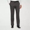 Savane Premium Stretch Expandable Waist Mens Straight Fit Dress Flat Front Pant In Gray
