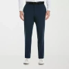 Savane Techworks Performance Mens Straight Fit Dress Flat Front Pant In Blue