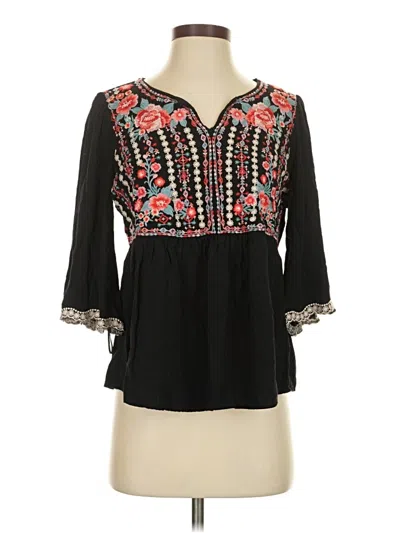 Pre-owned Savanna Jane 3/4 Sleeve Blouse In Black