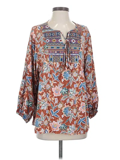 Pre-owned Savanna Jane 3/4 Sleeve Blouse In Brown