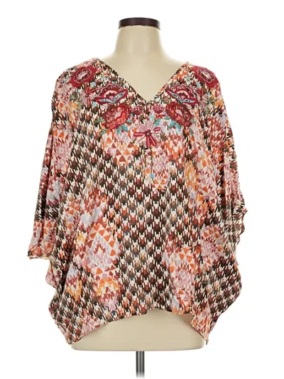 Pre-owned Savanna Jane 3/4 Sleeve Blouse In Brown
