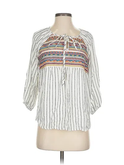 Pre-owned Savanna Jane 3/4 Sleeve Blouse In White