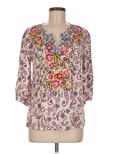 Pre-owned Savanna Jane 3/4 Sleeve Blouse In White