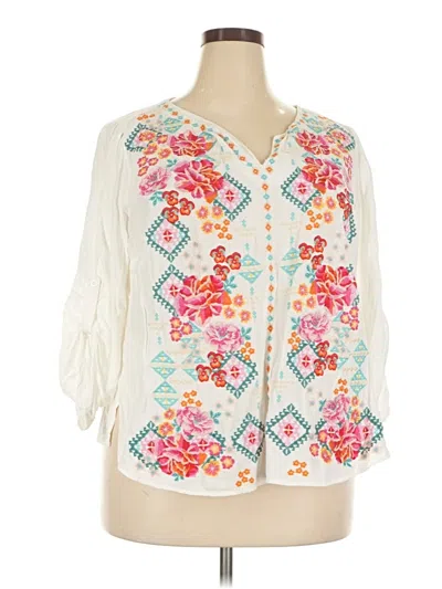 Pre-owned Savanna Jane 3/4 Sleeve Blouse In White