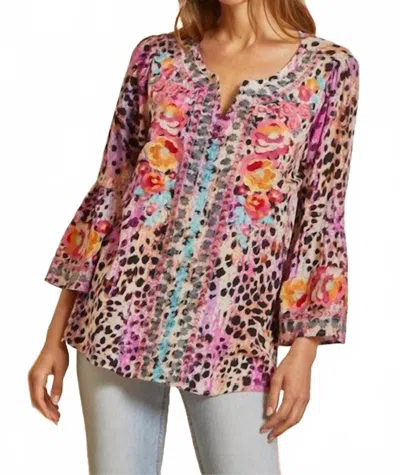 Savanna Jane Animal Print Rayon Top In Magenta Haze In Multi