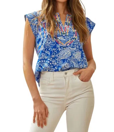 Savanna Jane Blouse With Flutter Sleeves In Royal Blue