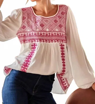 Savanna Jane Delicate Detailed Embroidery Top In White