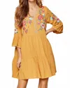 Savanna Jane Embroidered Babydoll Dress In Marigold In Yellow
