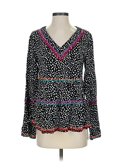 Pre-owned Savanna Jane Long Sleeve Blouse In Black