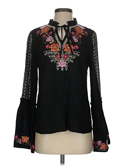 Pre-owned Savanna Jane Long Sleeve Blouse In Black