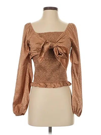 Pre-owned Savanna Jane Long Sleeve Blouse In Brown