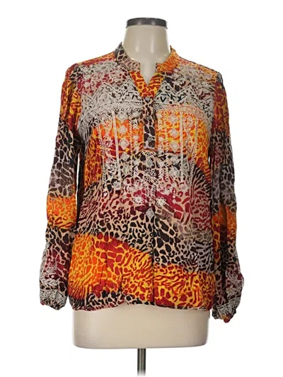 Pre-owned Savanna Jane Long Sleeve Blouse In Orange