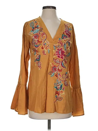 Pre-owned Savanna Jane Long Sleeve Blouse In Tan